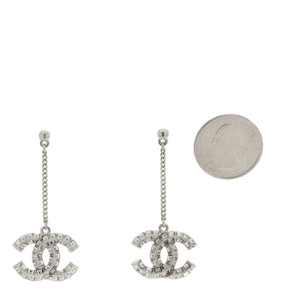 Chanel Baguette Crystal CC Drop Earrings Silver 2 of 4