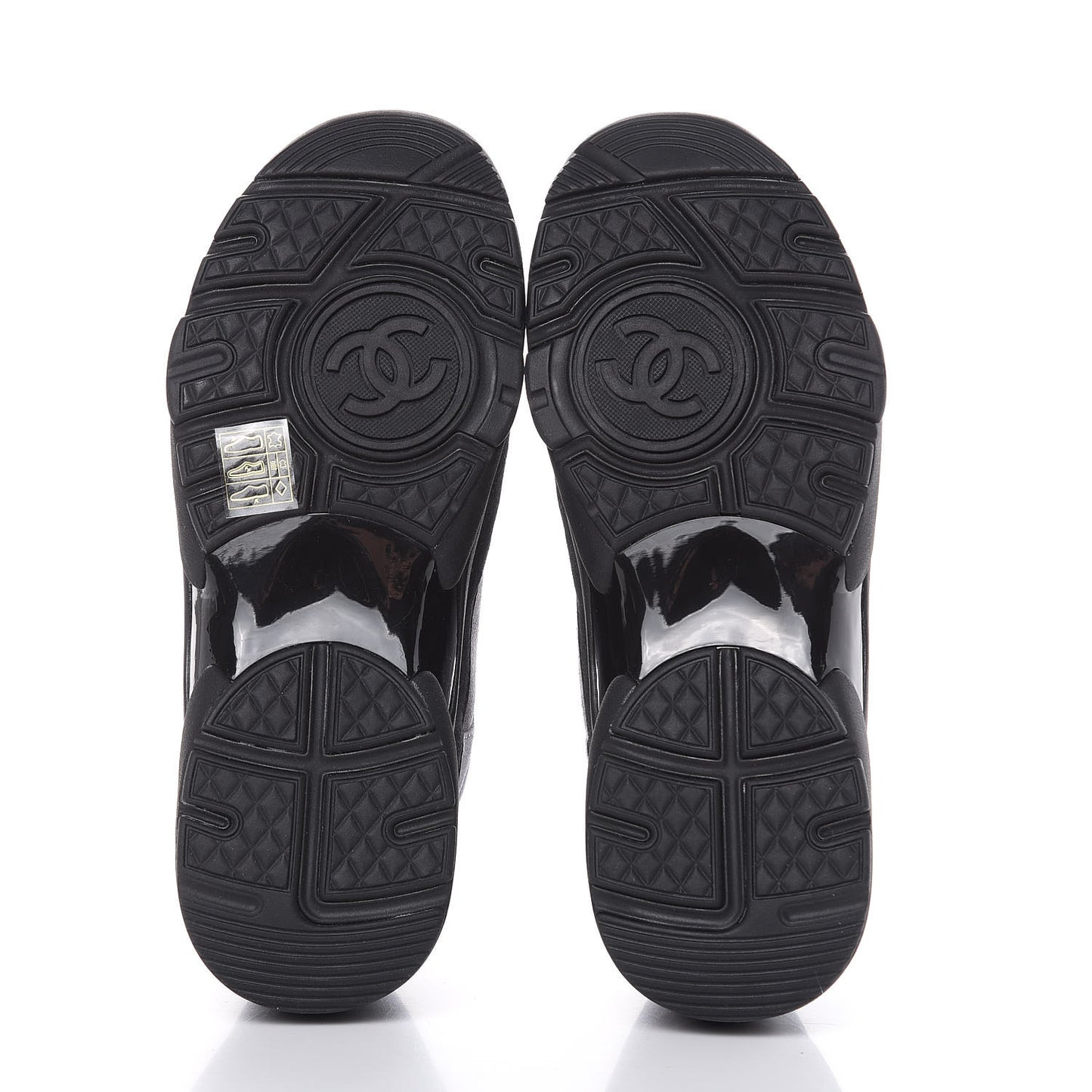 Suede Calfskin Womens CC Sneakers 37 Black Grey