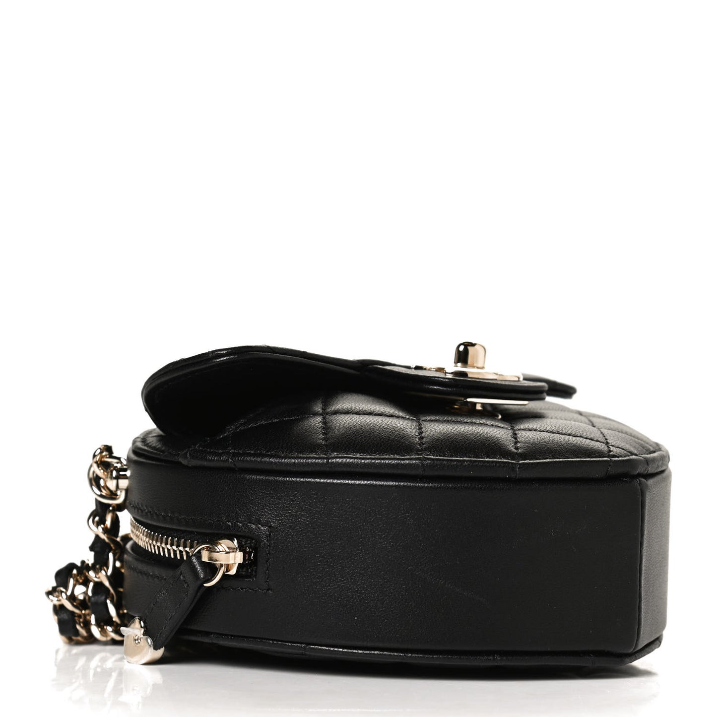 Lambskin Quilted CC In Love Heart Clutch With Chain Black