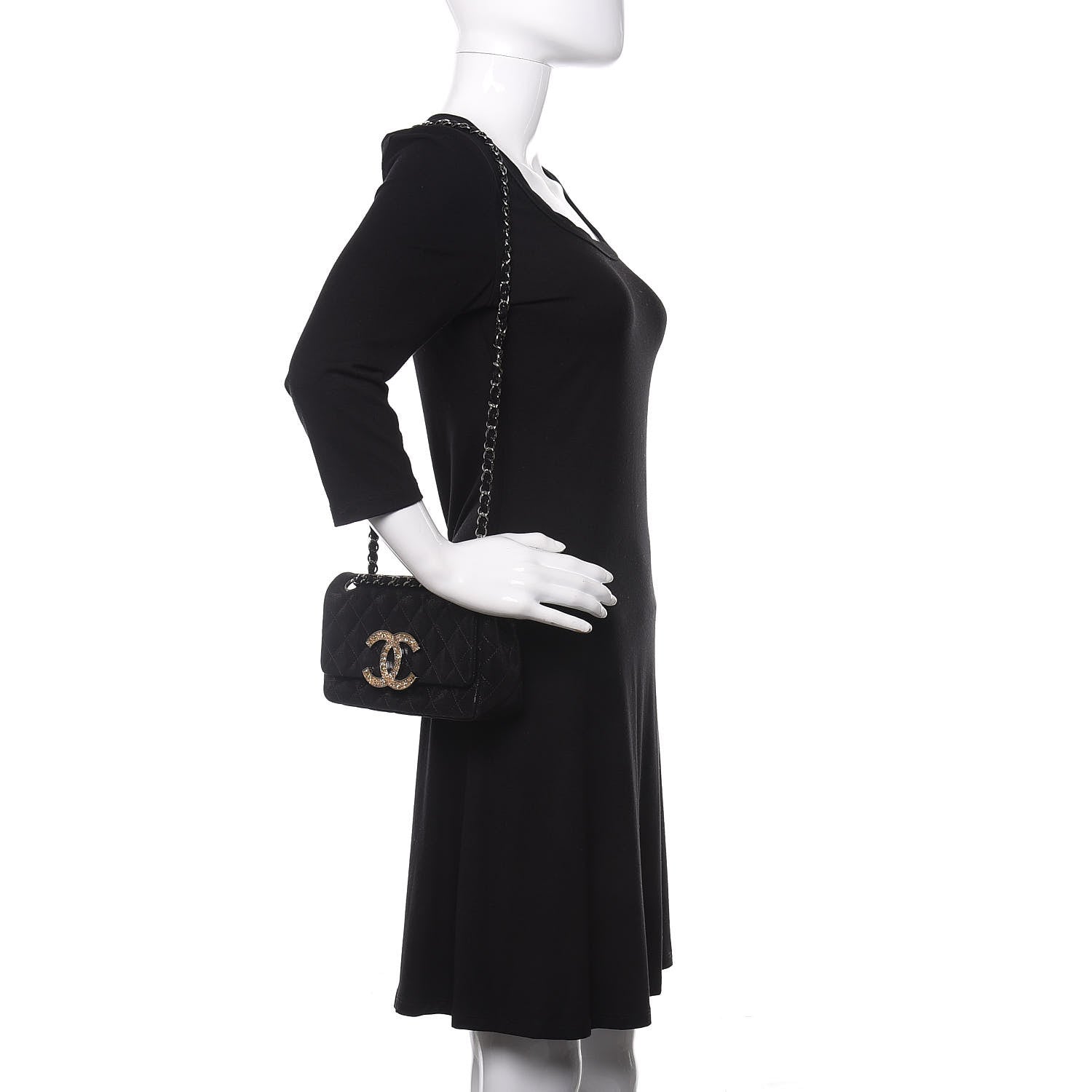 Chanel Sequin Goatskin Crystal CC Mini Flap Black 2 of 9