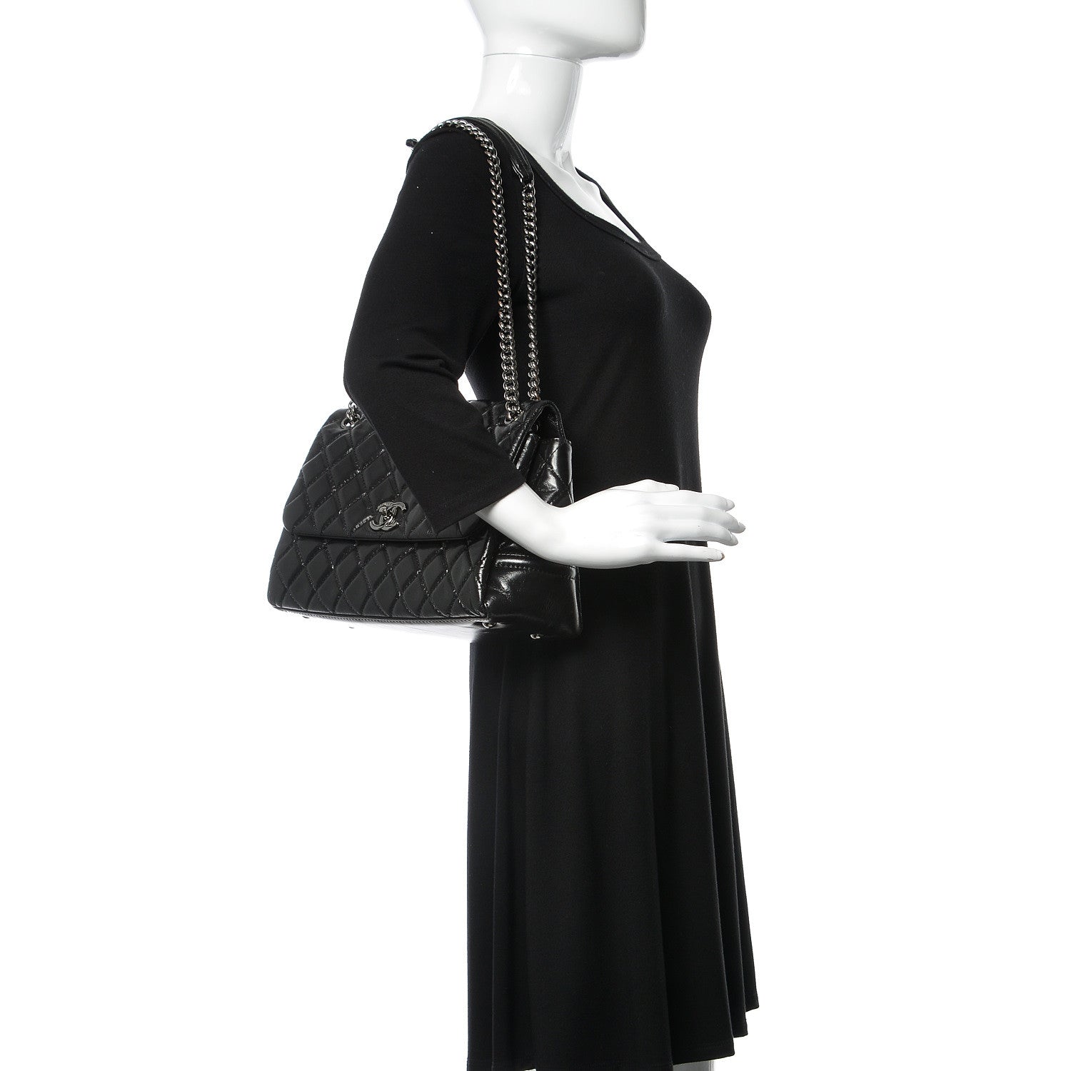 Chanel Glazed Calfskin Quilted Medium Lady Pearly Flap Black 2 of 13