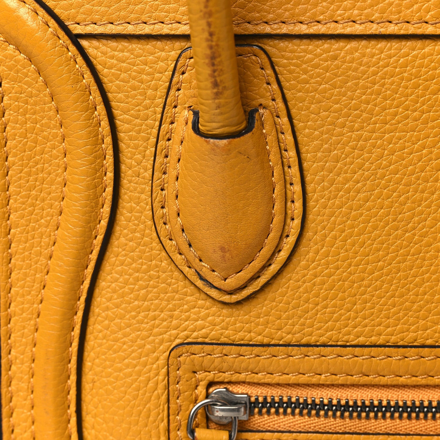 Celine Drummed Calfskin Nano Luggage Ocre 13 of 17
