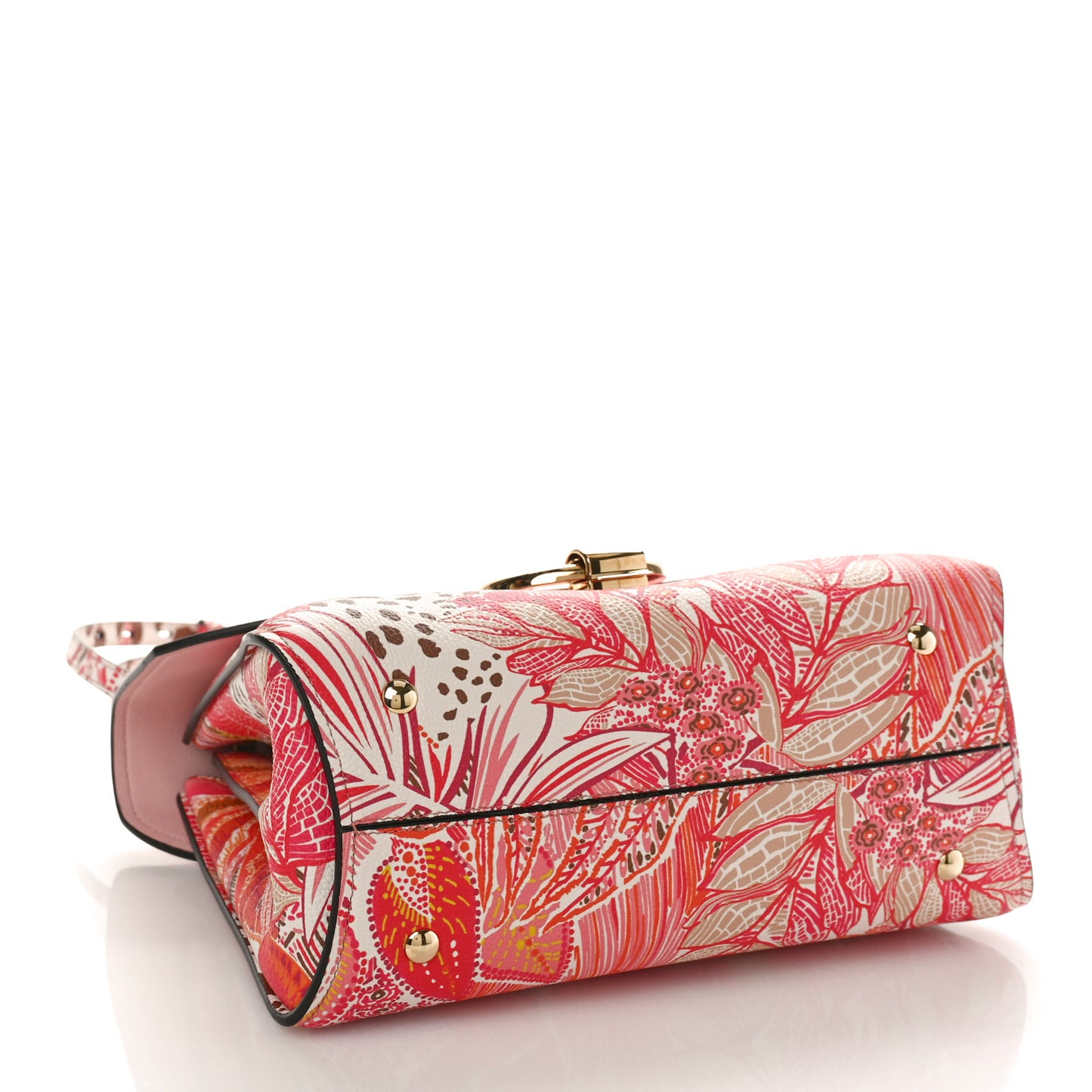 Calfskin Plant Print Margot Top Handle Satchel New White