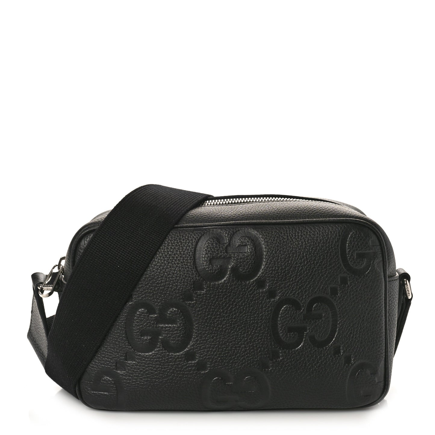 Piuma Calfskin Jumbo GG Embossed Medium Messenger Bag Black