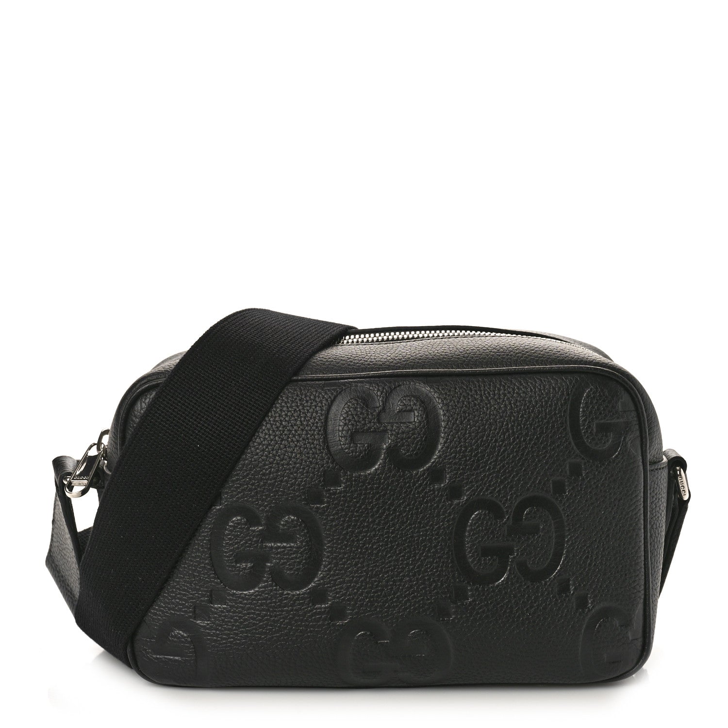 Gucci Piuma Calfskin Jumbo GG Embossed Medium Messenger Bag Black 1 of 10