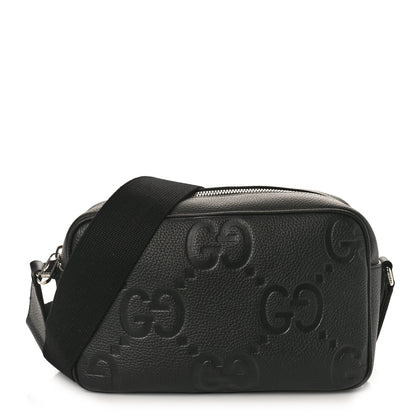 Gucci Piuma Calfskin Jumbo GG Embossed Medium Messenger Bag Black 1 of 10