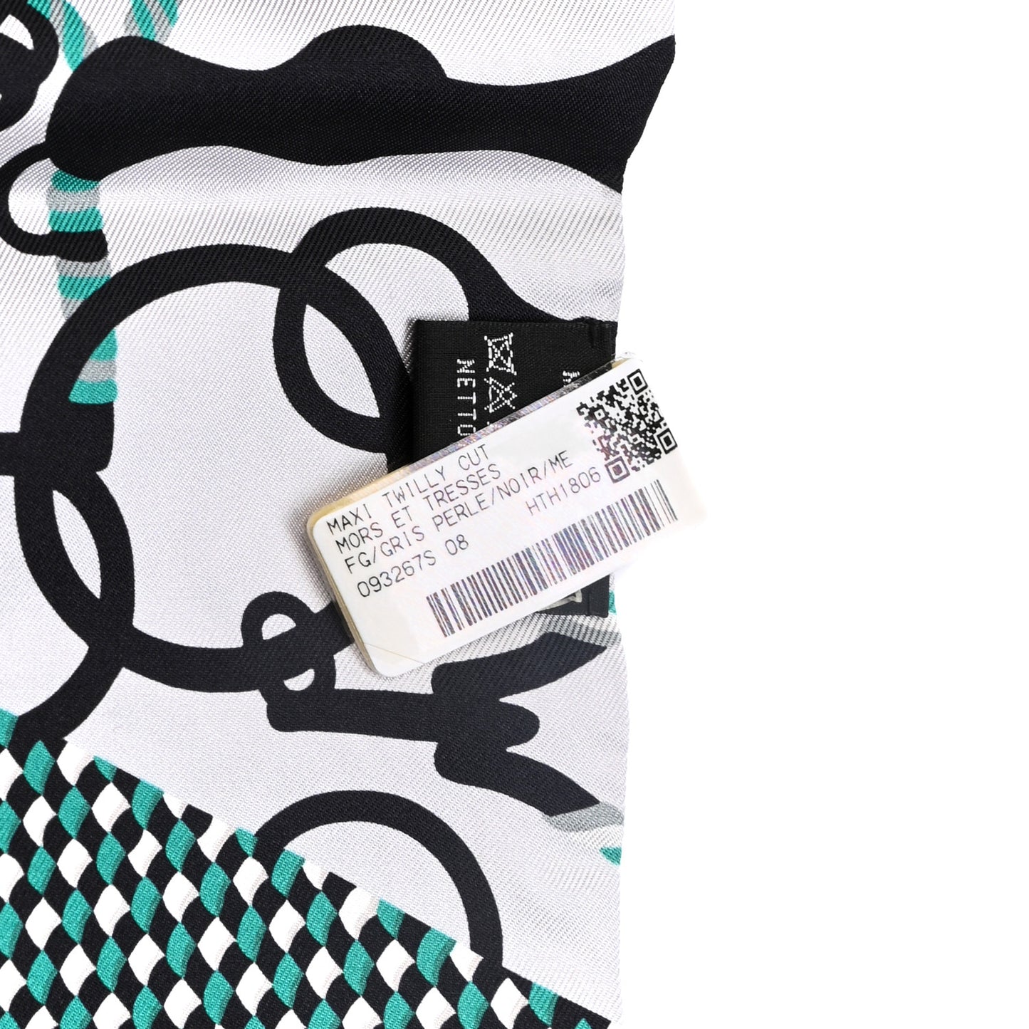 Silk Mors Et Tresses Maxi Twilly Cut Gris Perle Black Menthe