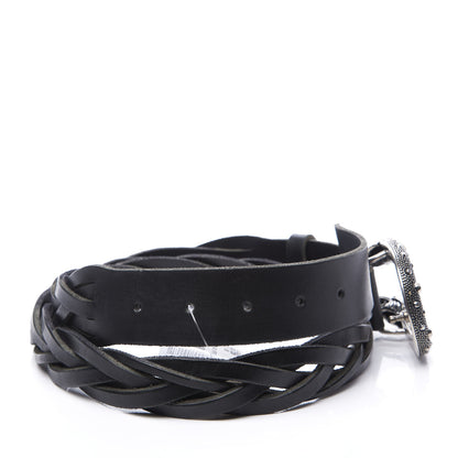 Gucci Calfskin Dionysus Braided Belt 95 38 Black 3 of 4
