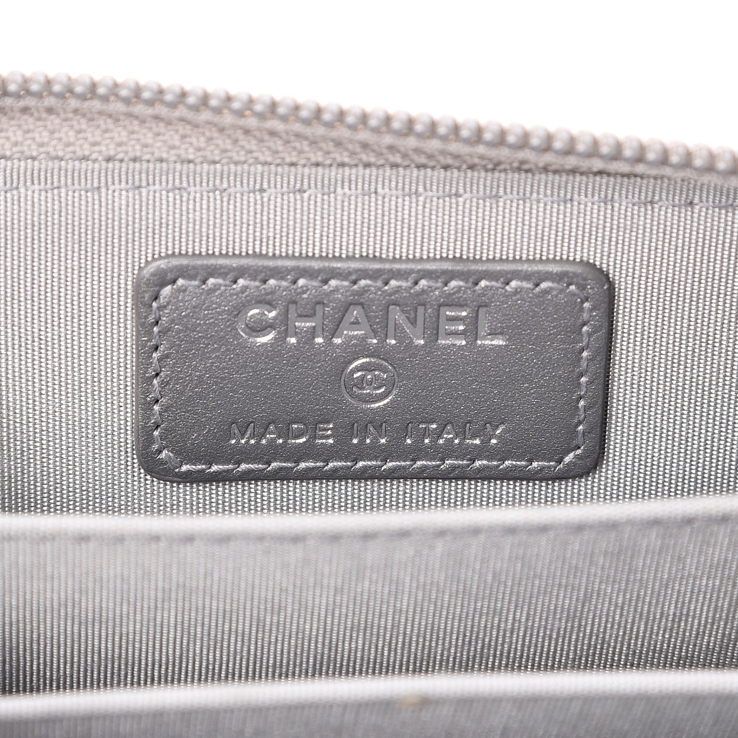 Chanel Metallic Caviar Quilted Boy Zip Around Coin Purse Wallet Silver 6 of 7