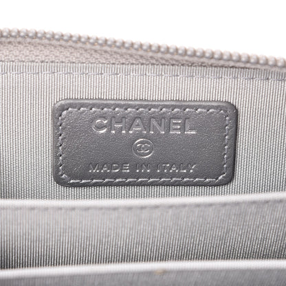 Chanel Metallic Caviar Quilted Boy Zip Around Coin Purse Wallet Silver 6 of 7