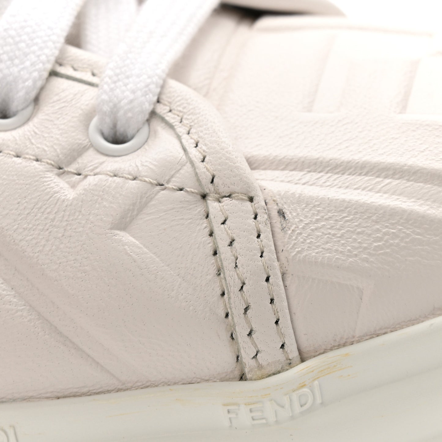Lambksin FF Embossed Rise Low Top Sneakers 36.5 Ultra White