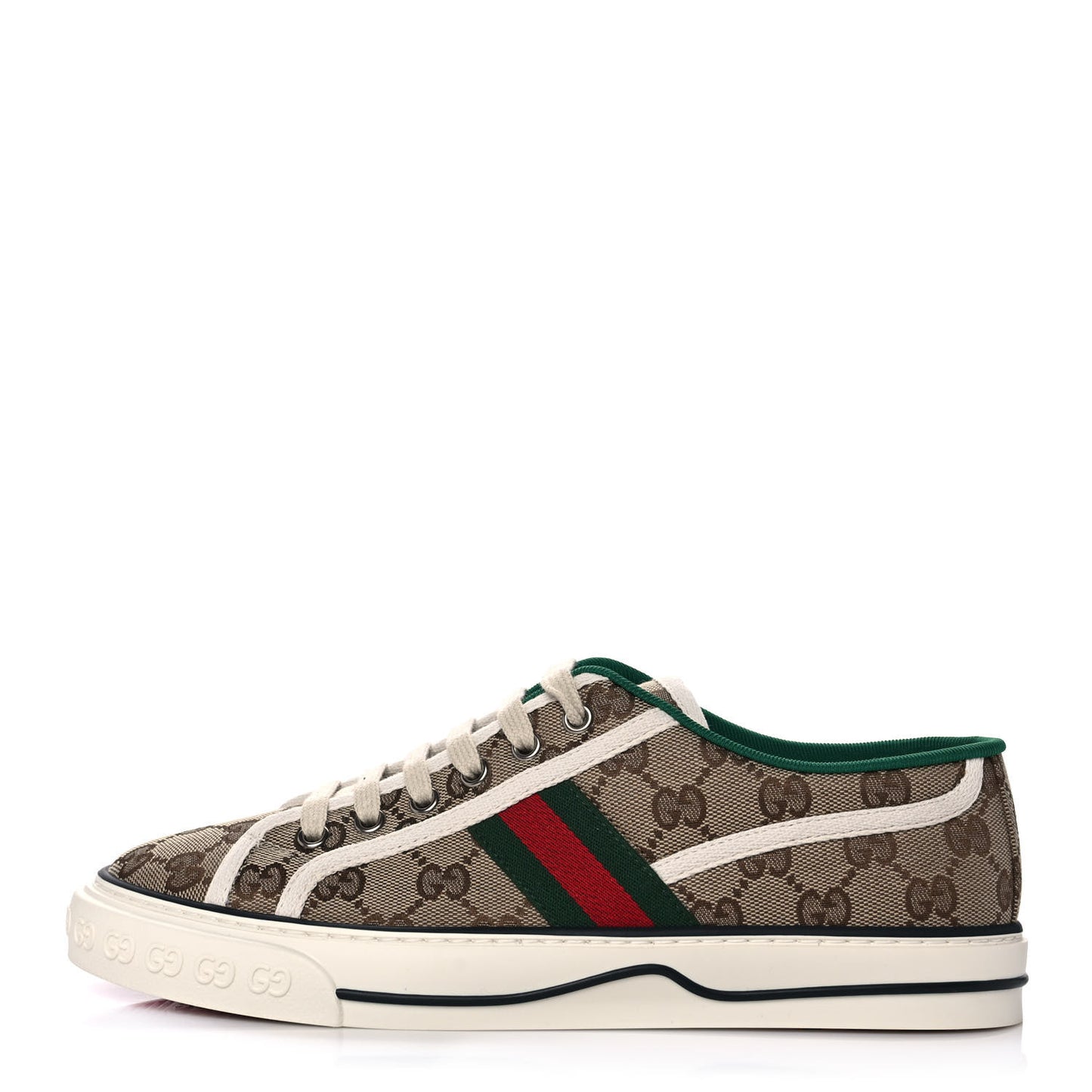 GG Monogram Web Mens 1977 Tennis Sneakers 6 Beige Ebony Mystic White
