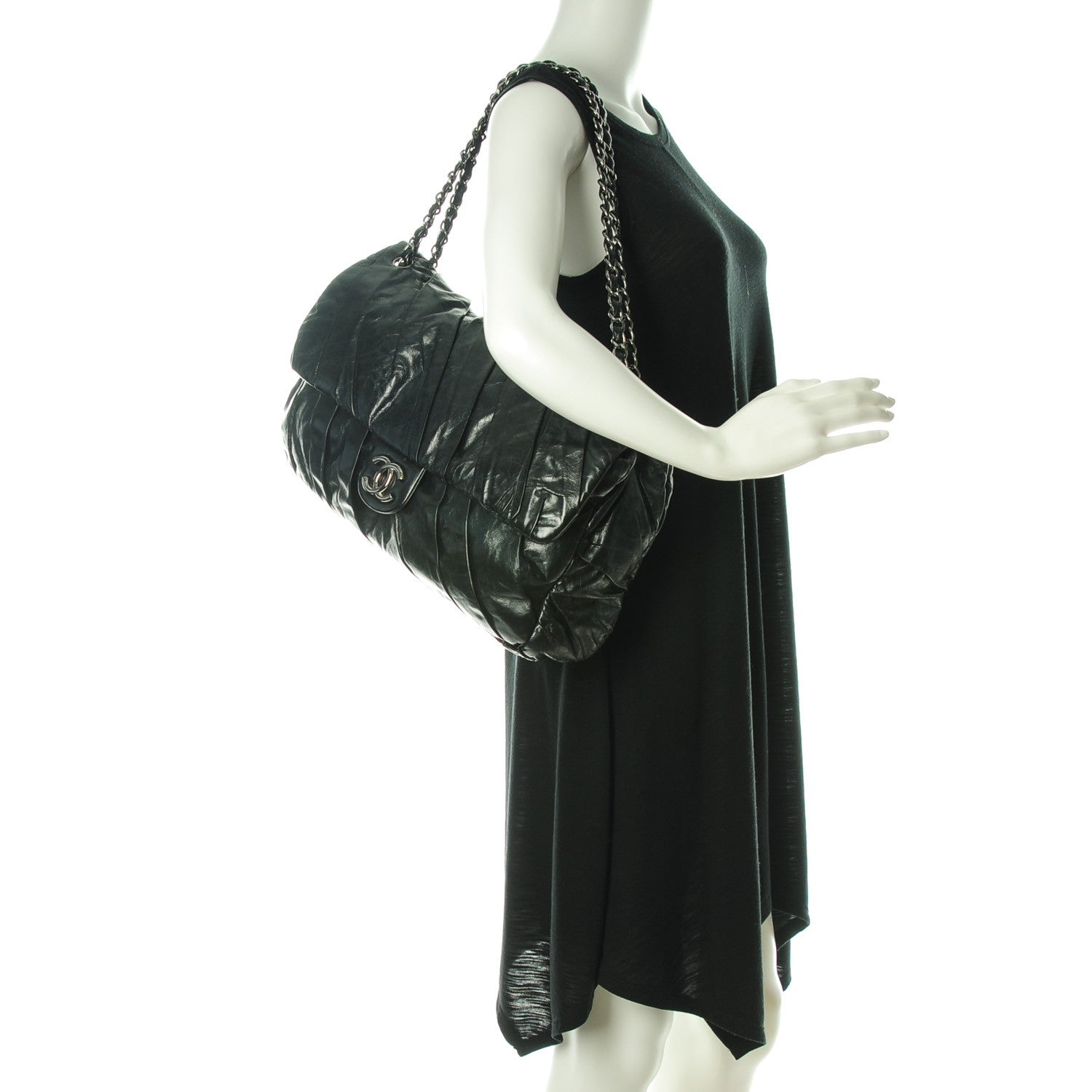 Chanel Glazed Calfskin Twisted Maxi Flap Black 2 of 7