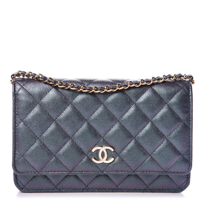 Chanel Iridescent Caviar Quilted Wallet On Chain WOC Black 1 of 11