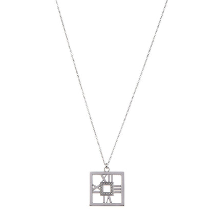 Tiffany 18K White Gold Diamond Atlas Square Pendant Necklace 1 of 7