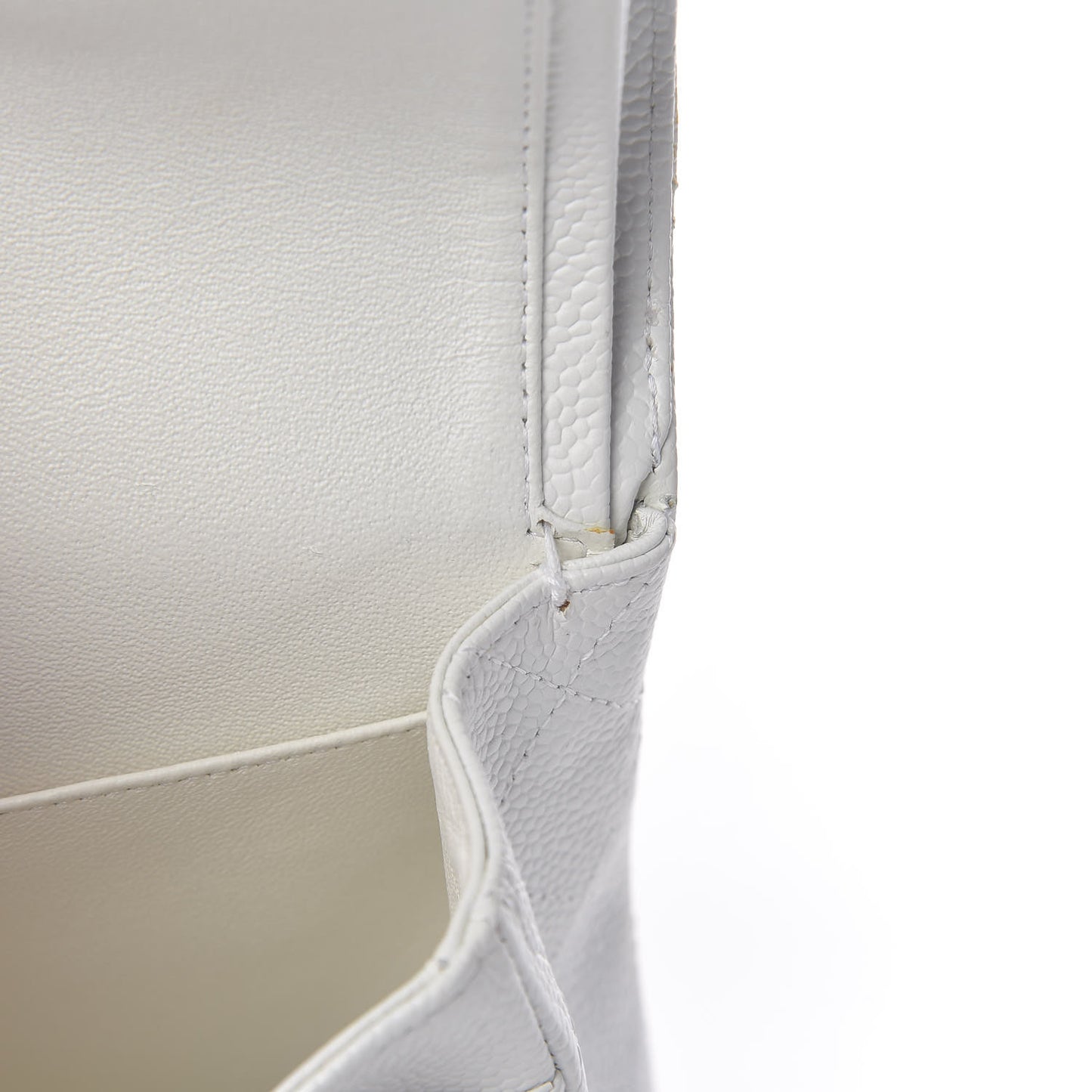 Caviar Quilted Medium Double Flap White