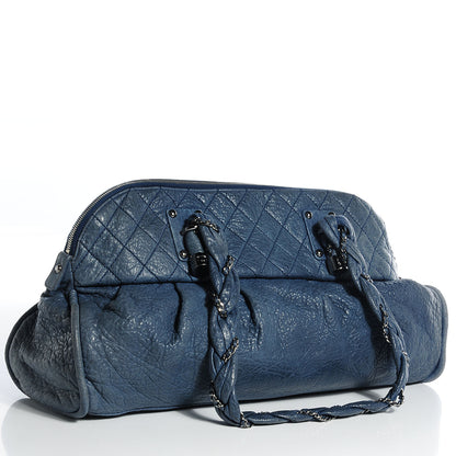 Chanel Distressed Lambskin Lady Braid Large Satchel Dark Blue 3 of 7