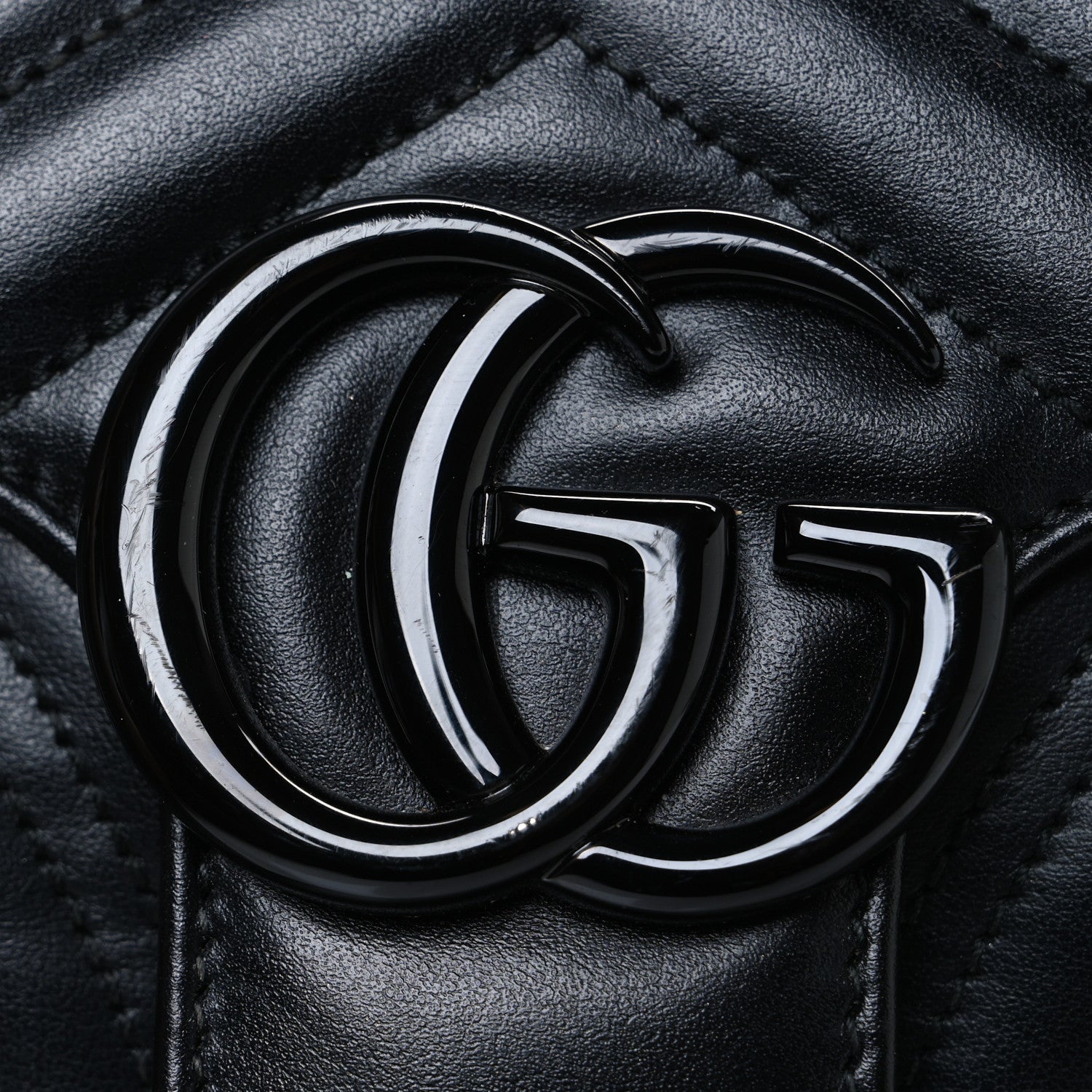Gucci Calfskin Matelasse Monochrome Small GG Marmont Shoulder Bag Black 13 of 13