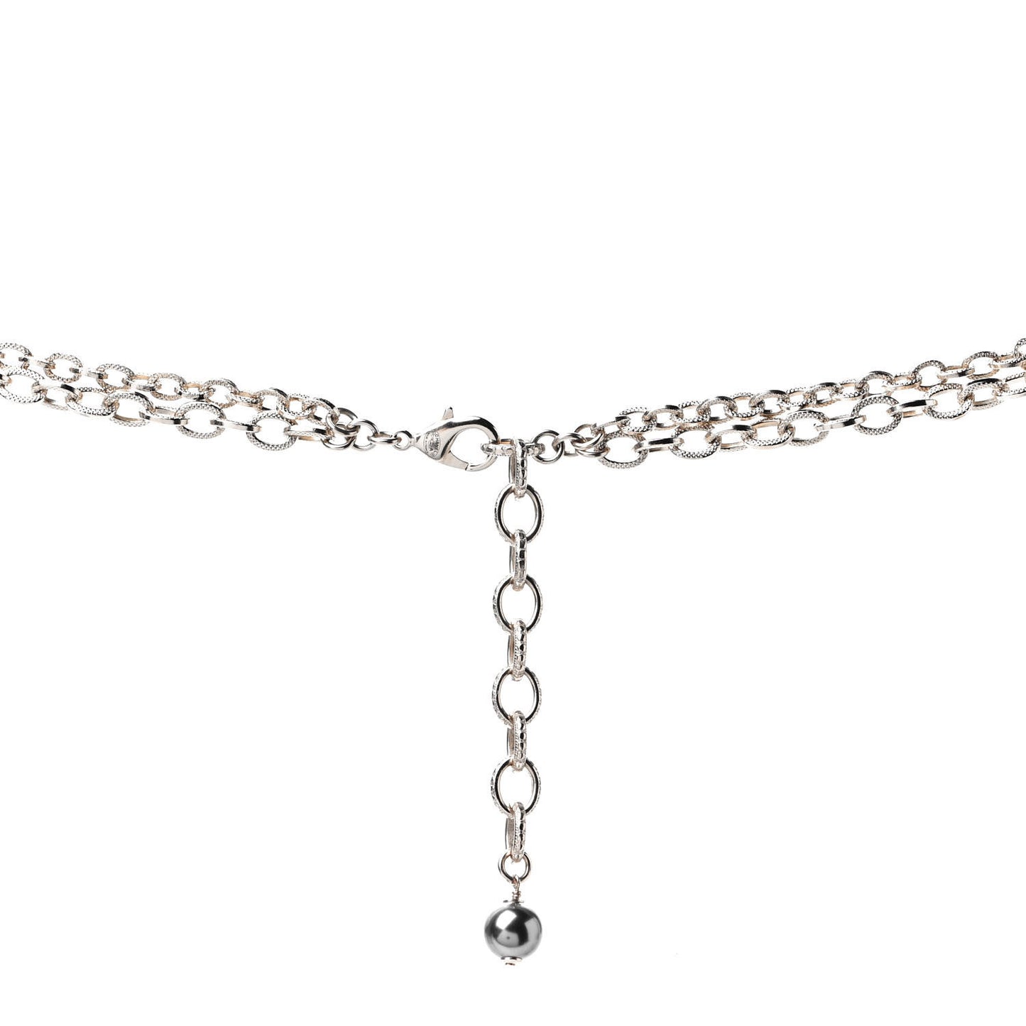 Pearl Crystal Nefertiti CC Long Necklace Gold Grey