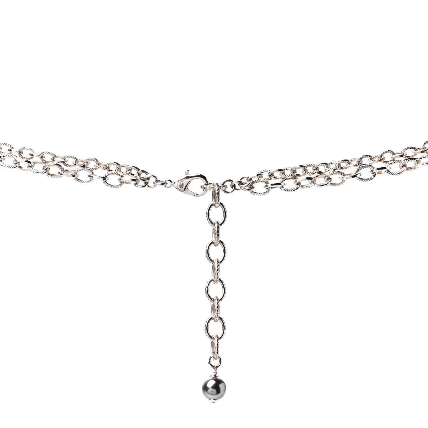 Chanel Pearl Crystal Nefertiti CC Long Necklace Gold Grey 4 of 5