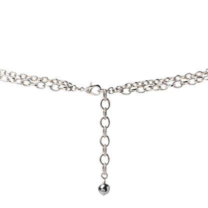 Chanel Pearl Crystal Nefertiti CC Long Necklace Gold Grey 4 of 5