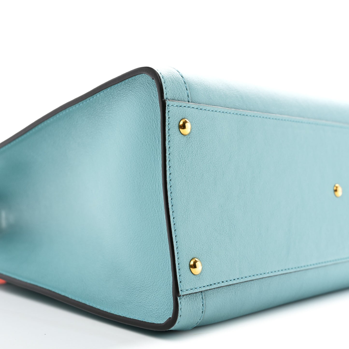 Wonka Grain Calfskin Medium Diana Tote Bag Dusty Azure Orange Fluo