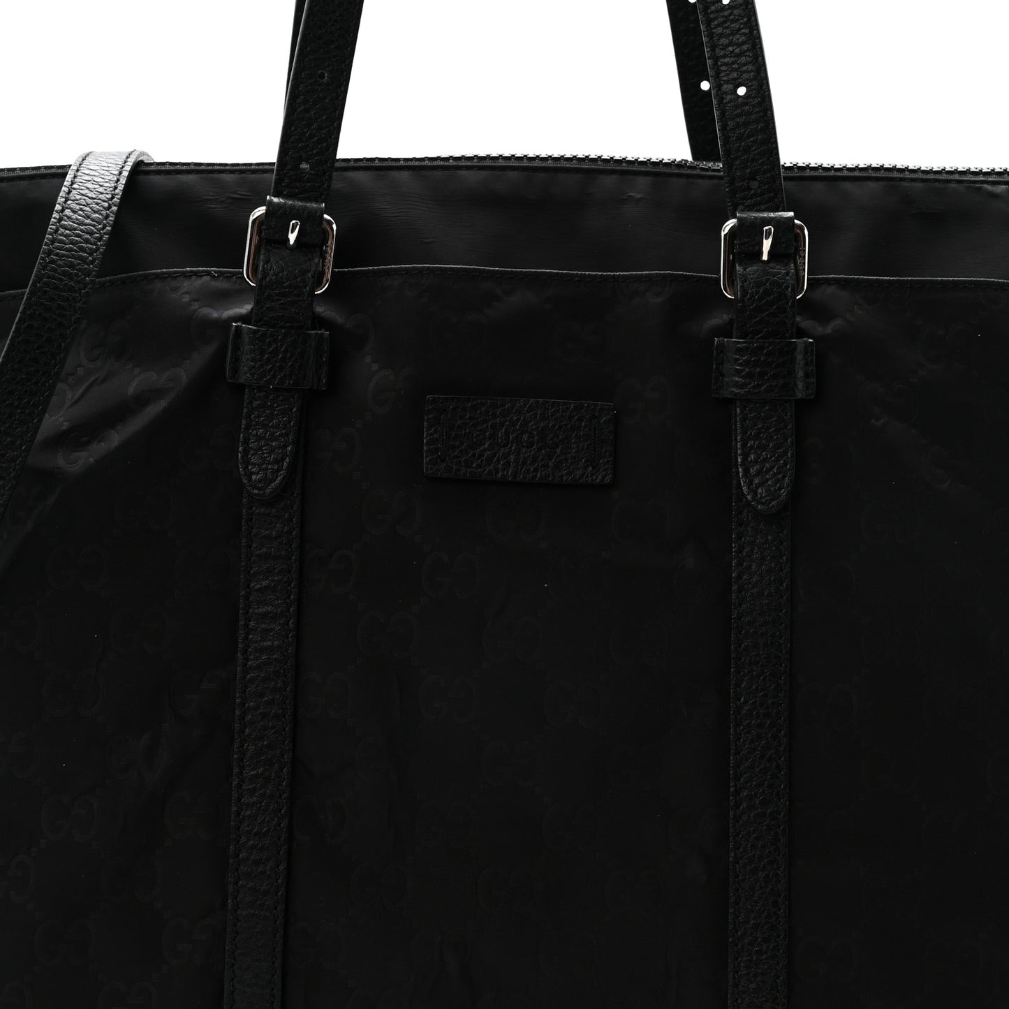 Nylon Monogram Dollar Calfskin Tote Black
