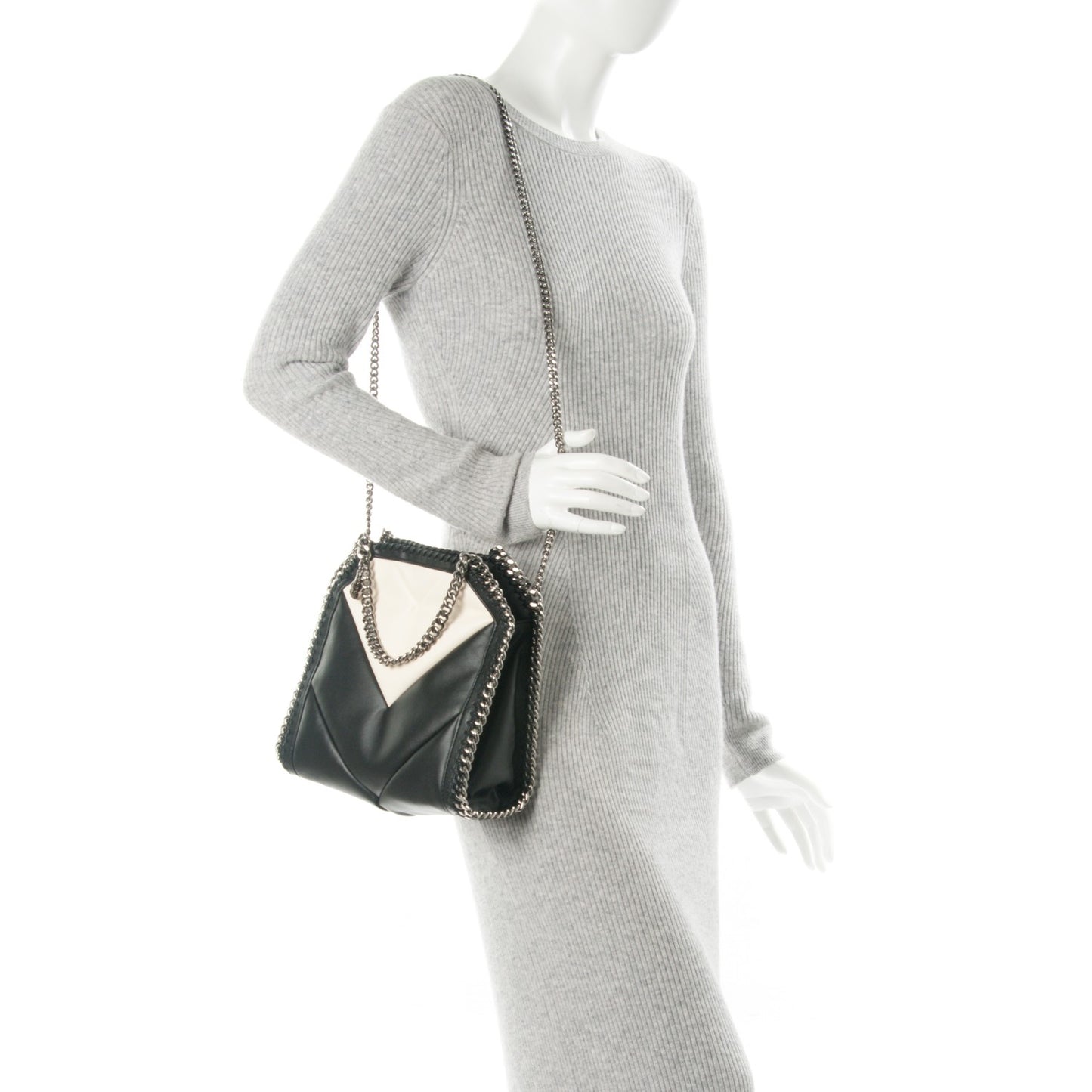 Alter Nappa Quilted Mini Falabella Tote Black Ivory