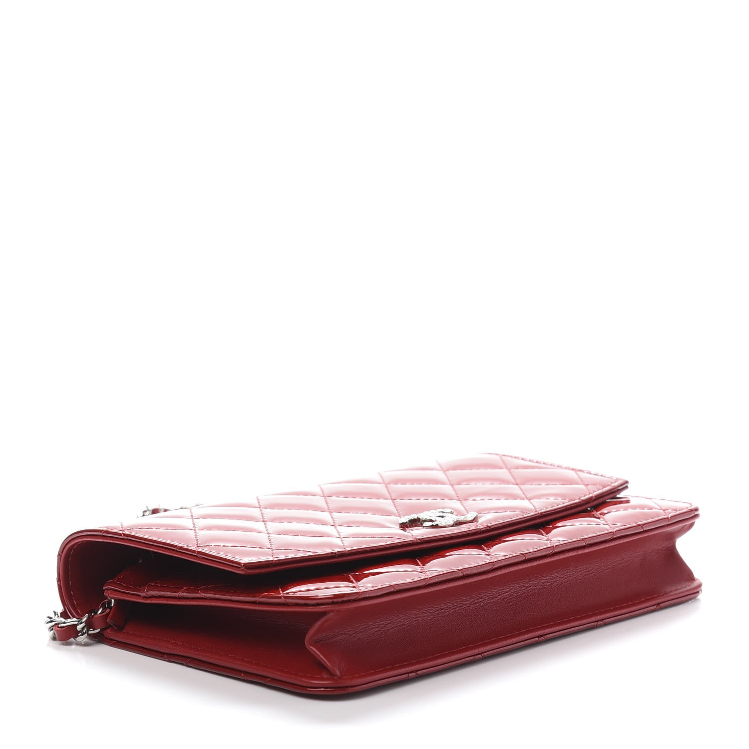 Chanel Patent Quilted Brilliant Wallet On Chain WOC Red 4 of 11