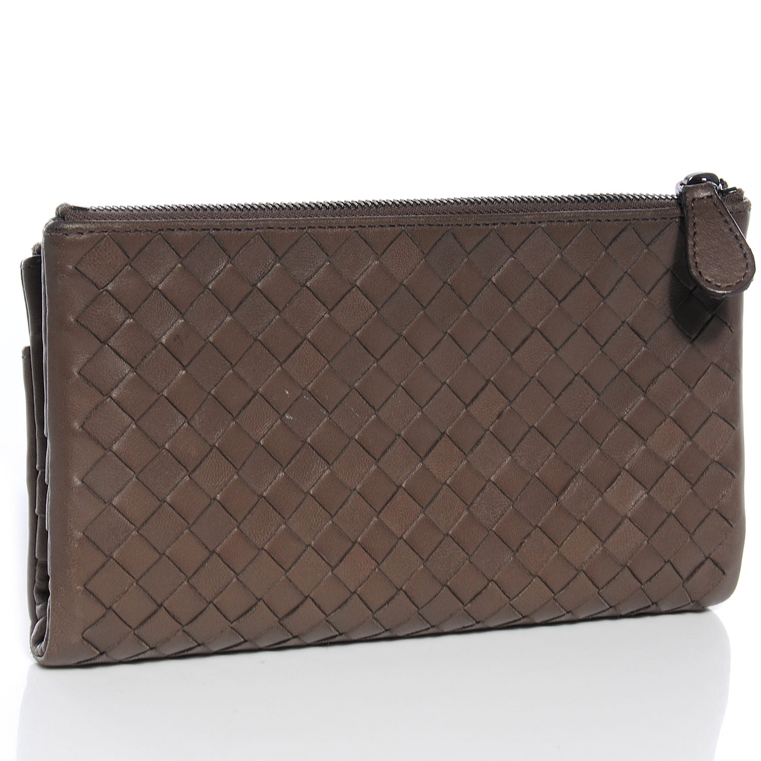 Bottega Veneta Nappa Intrecciato Double Zip Clutch Wallet Ebano 3 of 9
