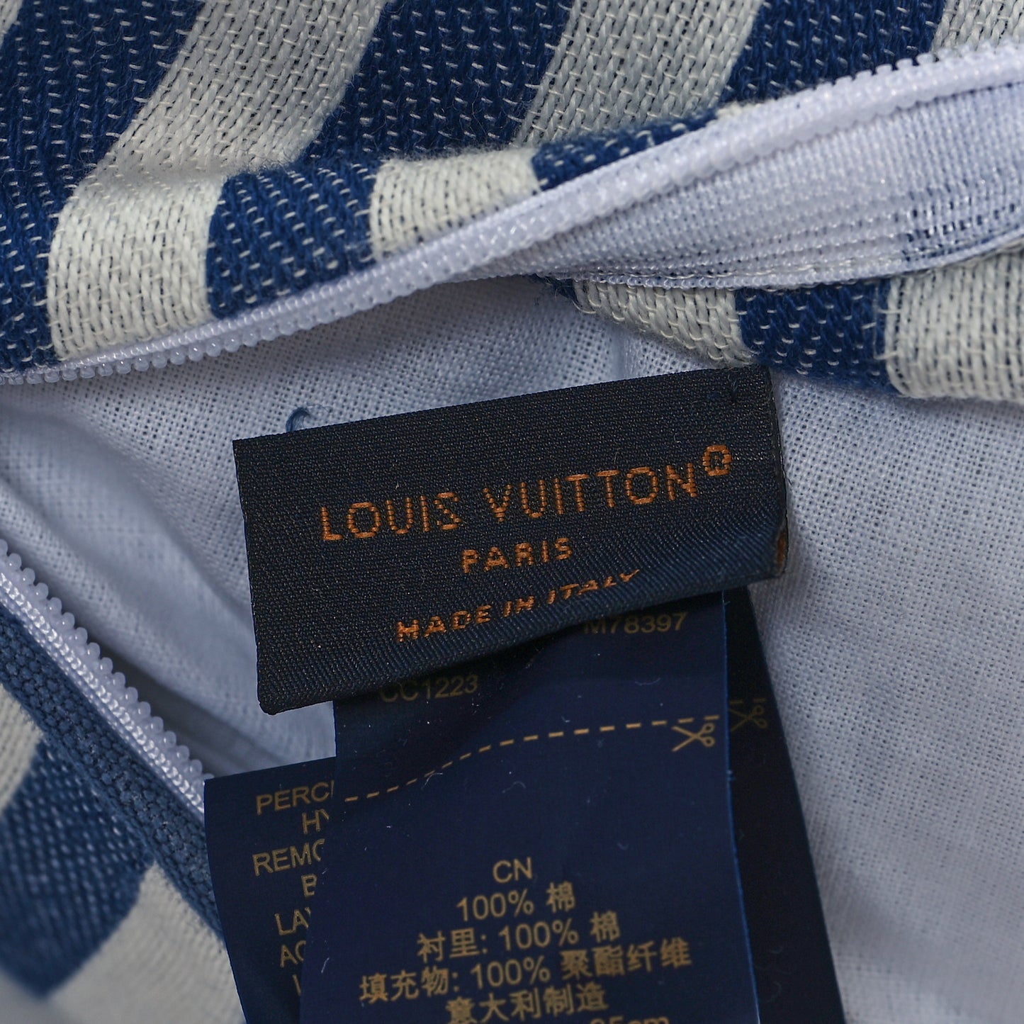 Cotton LV Graphical Beach Cushion Blue Denim