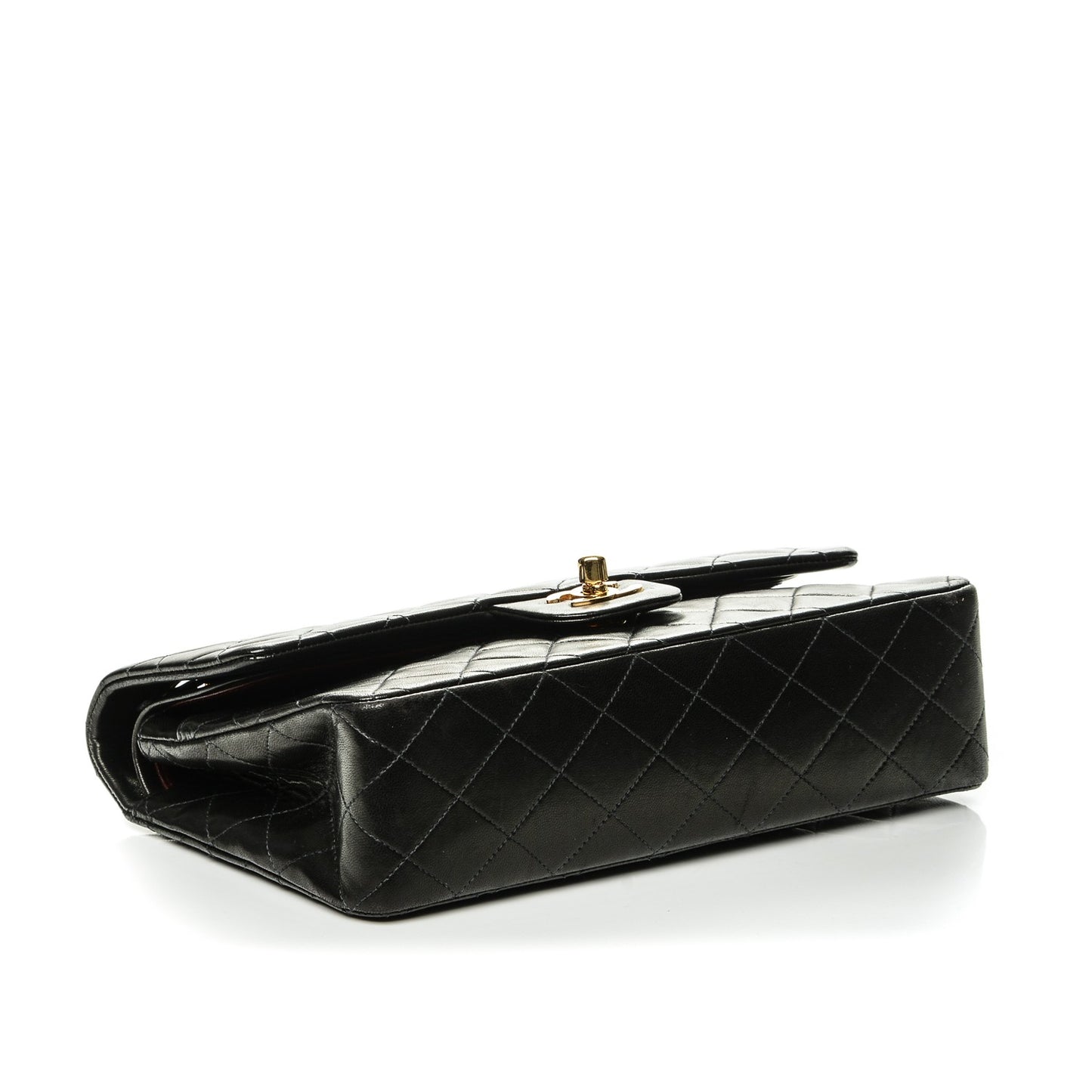 Lambskin Quilted Medium Double Flap Black