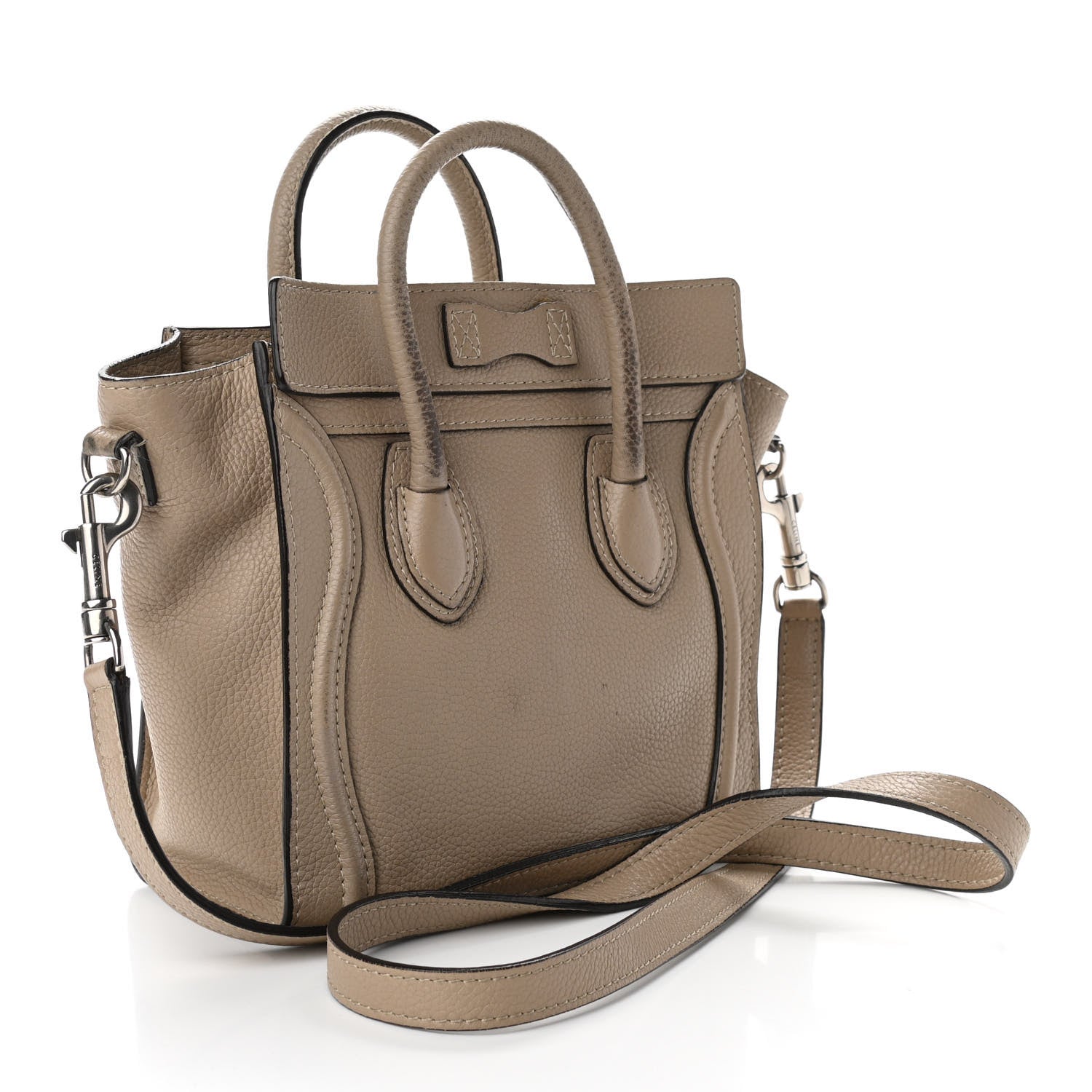 Celine Drummed Calfskin Nano Luggage Dune 3 of 12