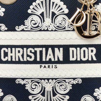 Christian Dior Embroidered Cornely Medium Lady D-Lite Blue White 8 of 11