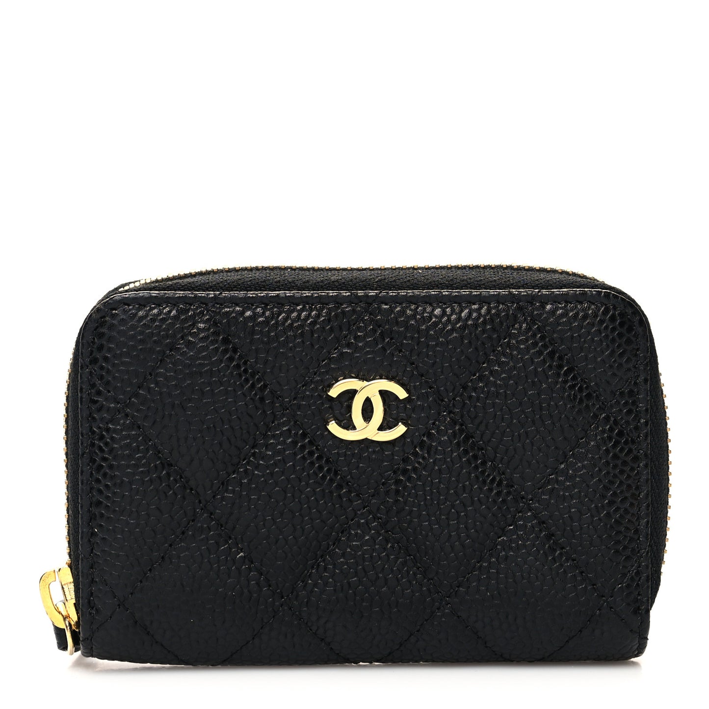 Caviar Quilted Zip Coin Purse Black