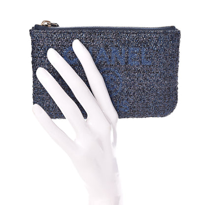 Chanel Woven Straw Raffia Deauville Cosmetic Pouch Blue 2 of 8