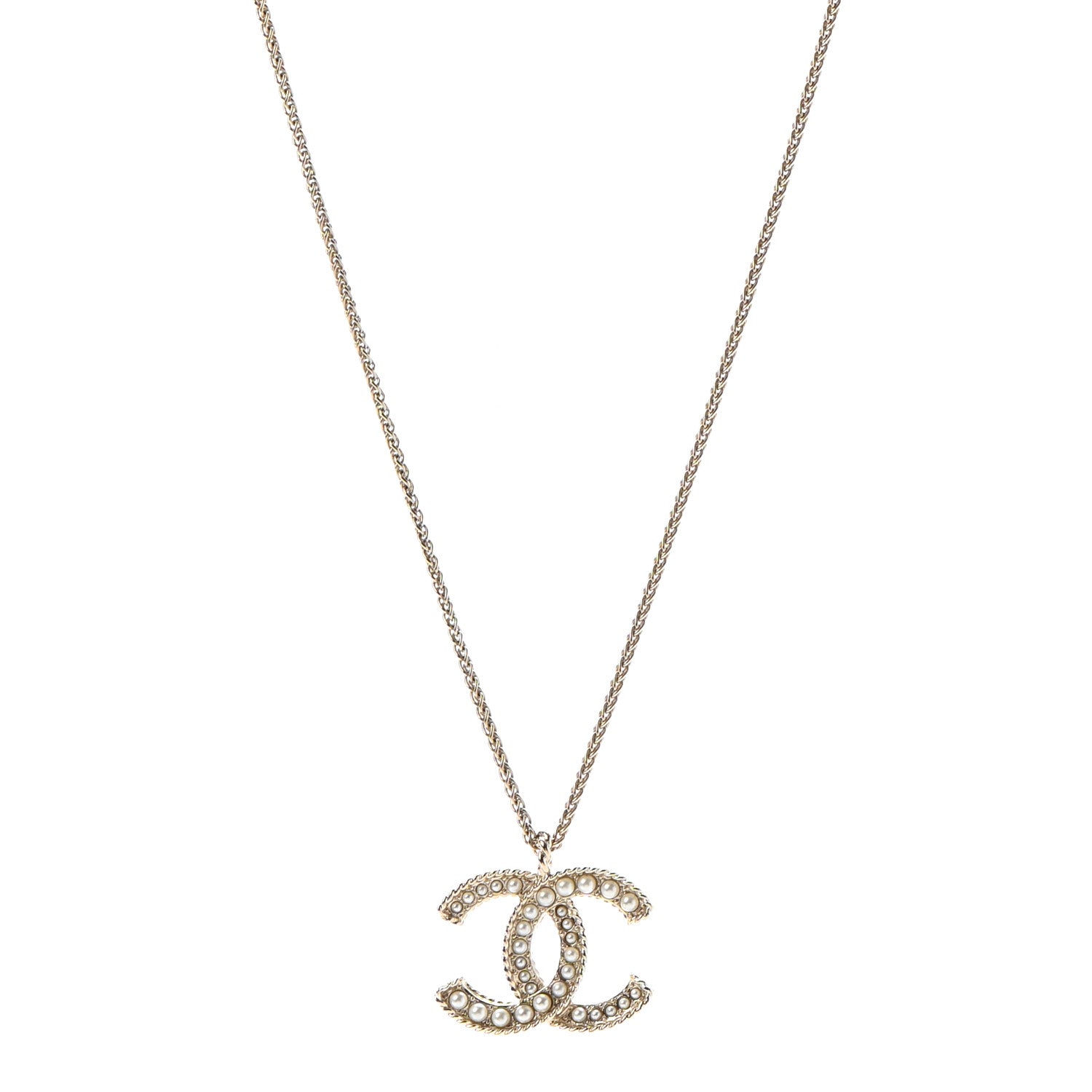 Chanel Pearl CC Pendant Necklace Gold 1 of 5
