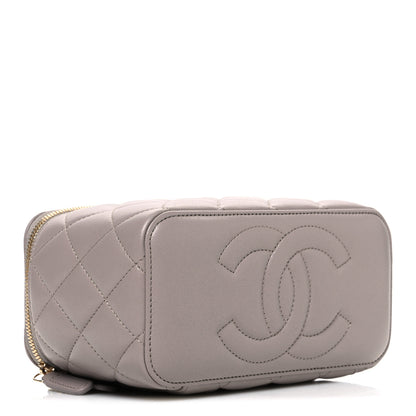 Chanel Lambskin Quilted Small Top Handle Vanity Case With Chain Dark Grey 4 of 10