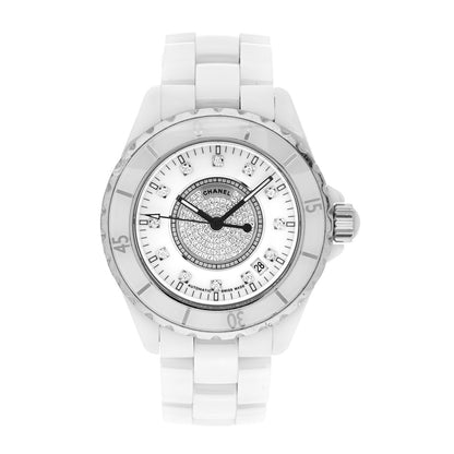 Chanel Stainless Steel Ceramic Diamond Dial 38mm J12 Automatic Watch White 1 of 5