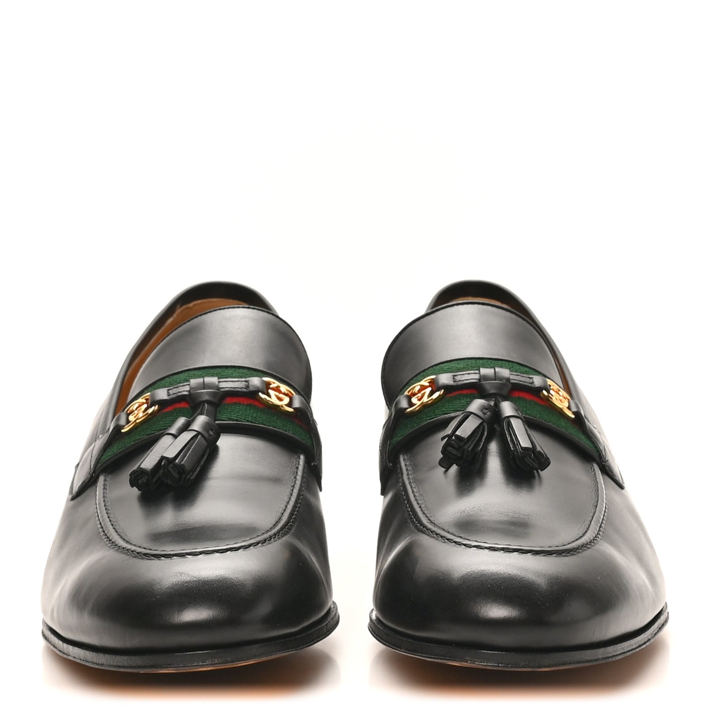 Calfskin Web Interlocking G Mens Tassel Loafers 12 Black