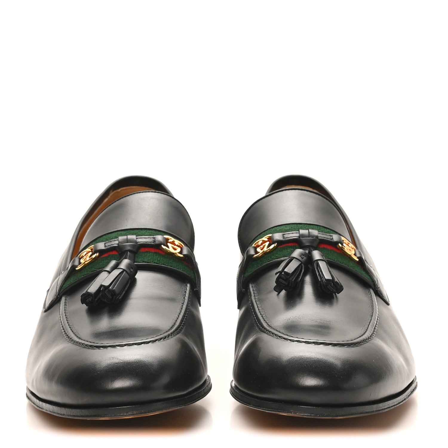 Gucci Calfskin Web Interlocking G Mens Tassel Loafers 12 Black 3 of 10