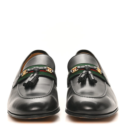Gucci Calfskin Web Interlocking G Mens Tassel Loafers 12 Black 3 of 10