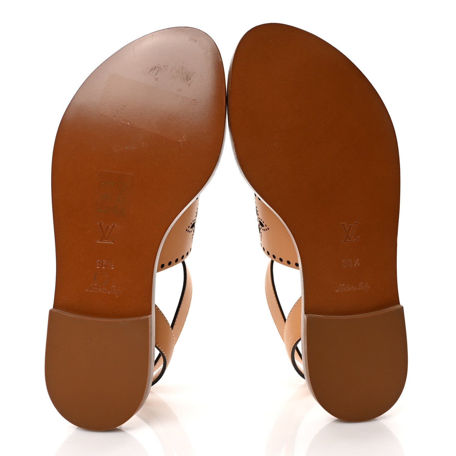 Louis Vuitton Soft Calfskin Perforated Horizon Flat Sandals 36.5 Natural 6 of 8