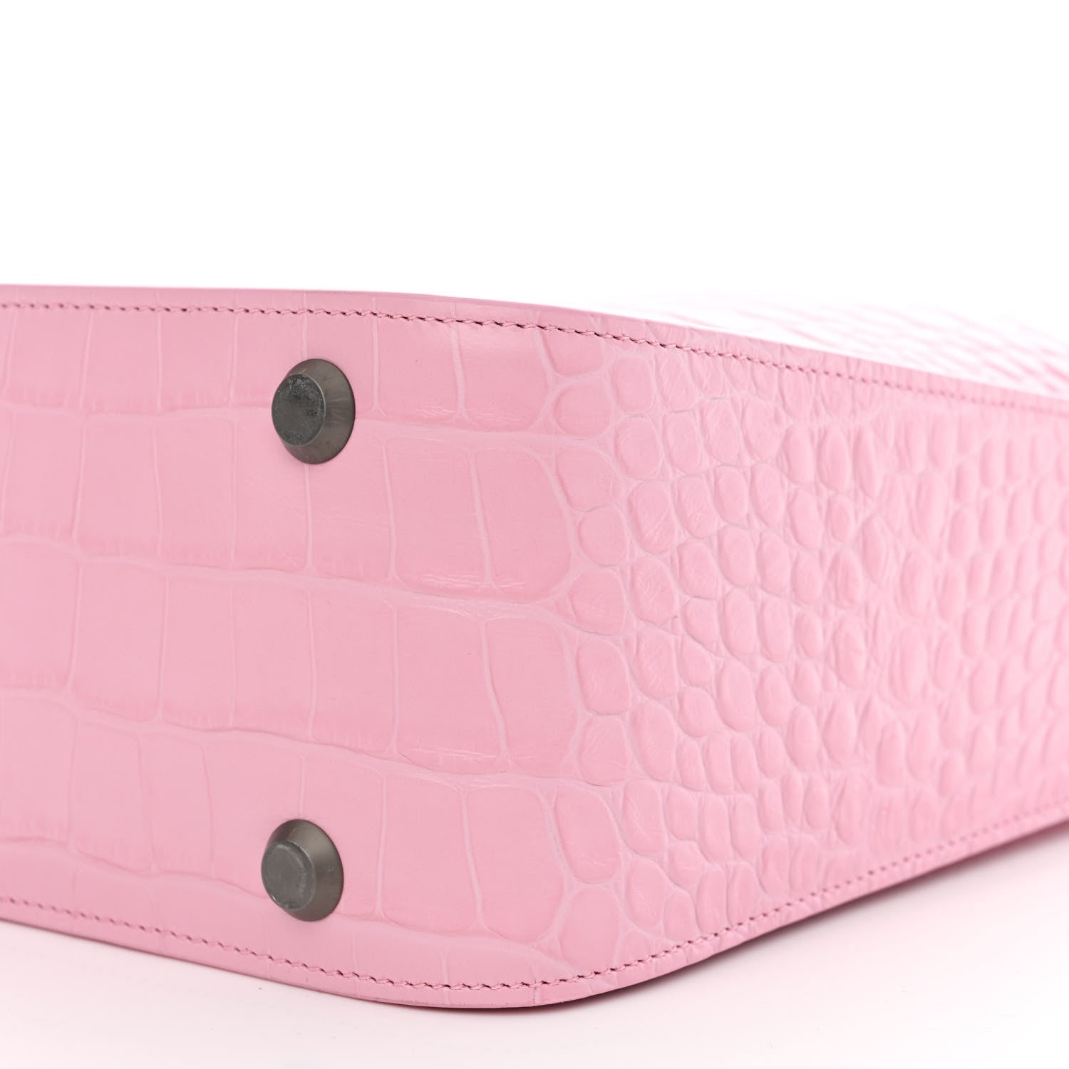 Balenciaga Calfskin Logo Crocodile Embossed XS Tool 2.0 North-South Tote Candy Pink White 9 of 9