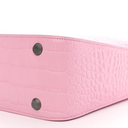 Balenciaga Calfskin Logo Crocodile Embossed XS Tool 2.0 North-South Tote Candy Pink White 9 of 9