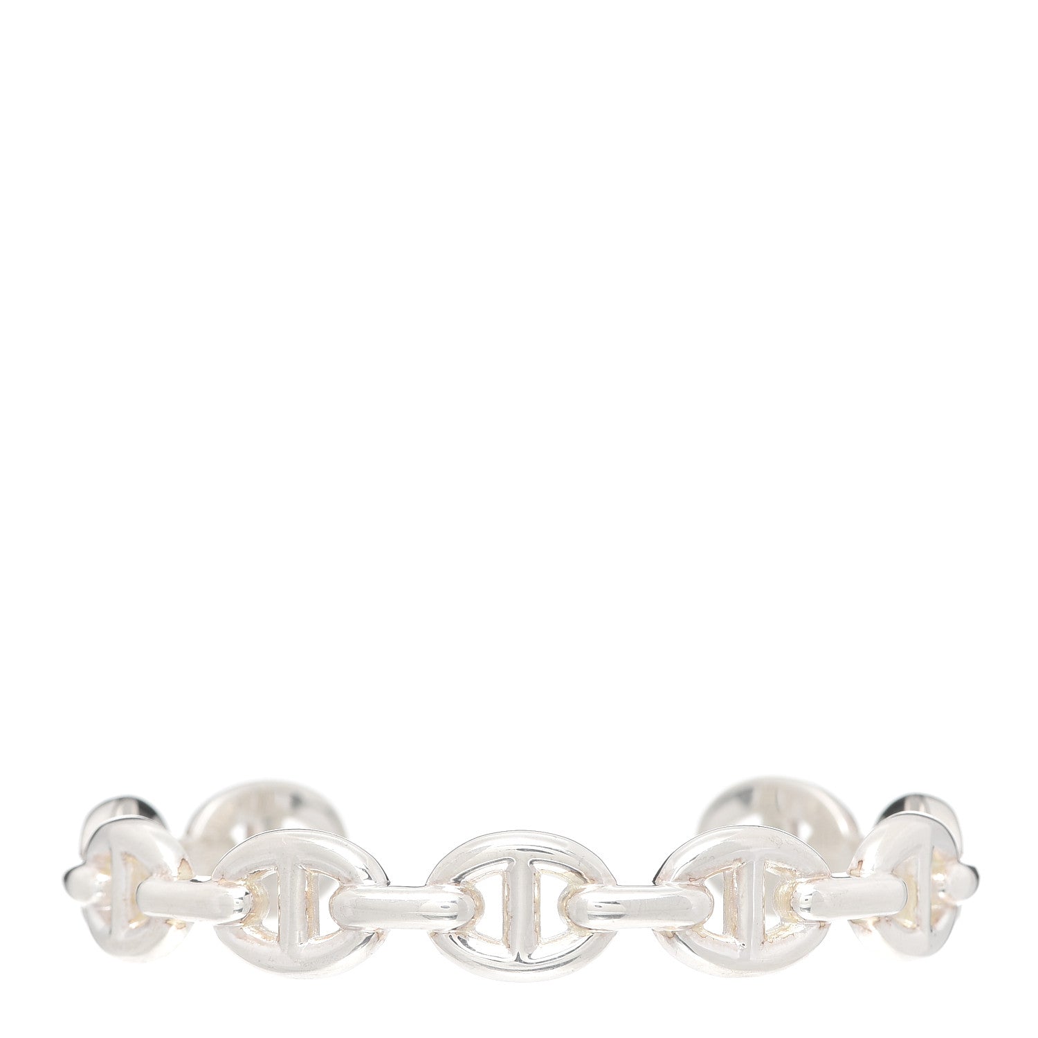 Hermes Sterling Silver MM Chaine d'Ancre Enchainee Cuff Bracelet SH 1 of 8