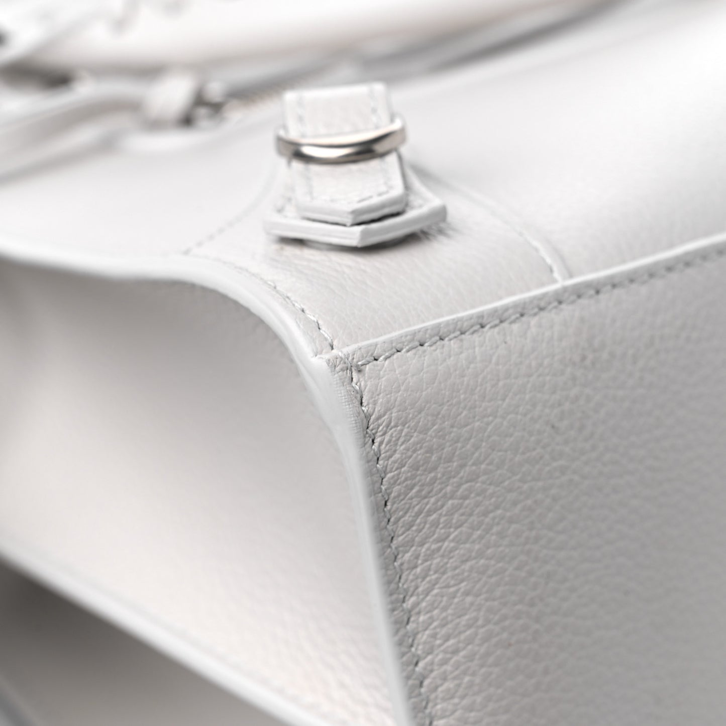 Grained Calfskin Neo Classic Silver Hardware S City Chalky White