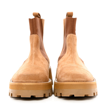Jimmy Choo Suede Crystal Clayton Flat Ankle Boots 37.5 Caramel 2 of 8
