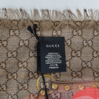 Gucci Wool Jacquard GG Monogram Big Panshie Fringe Shawl Roseate Beige 4 of 5