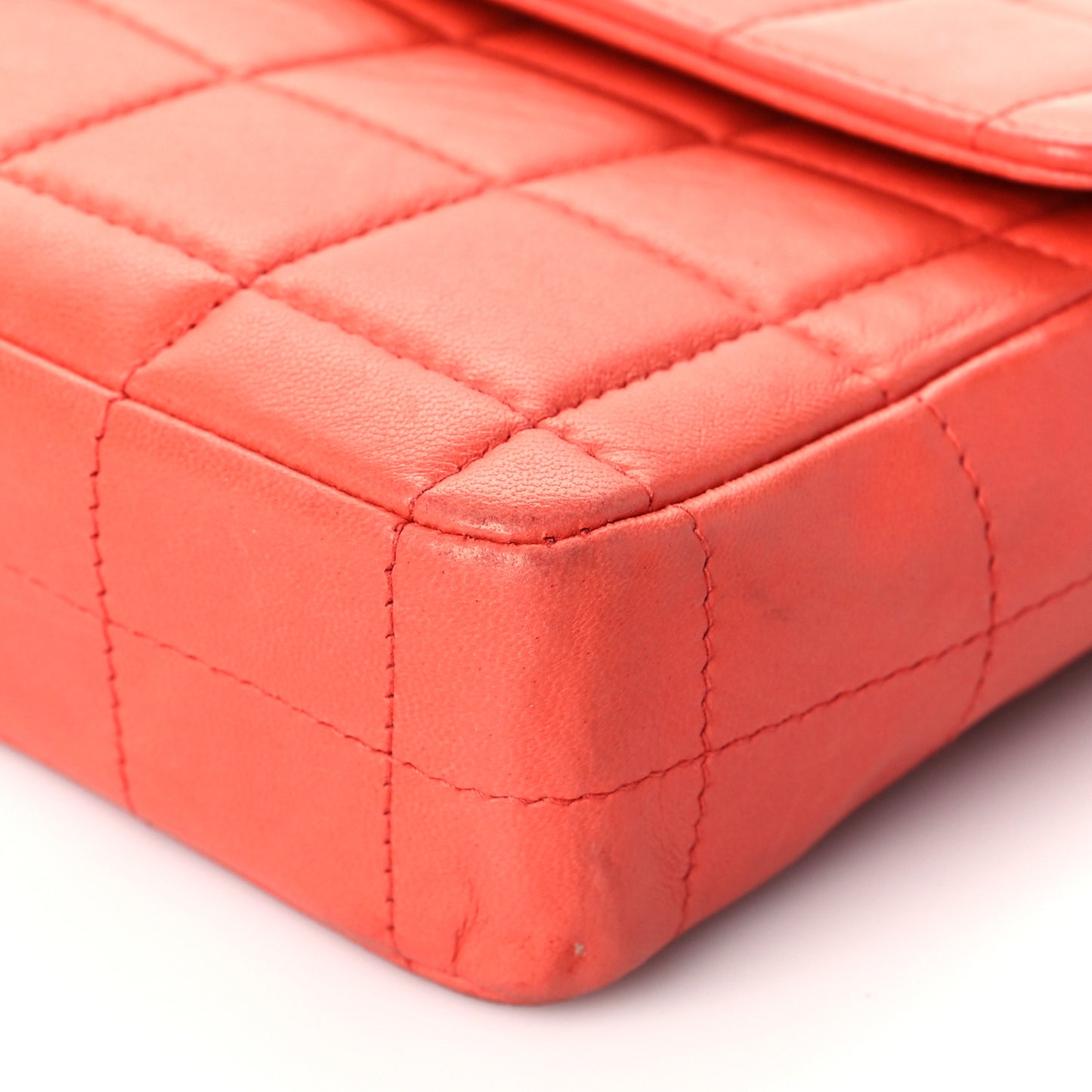 Lambskin East West Chocolate Bar Flap Orange